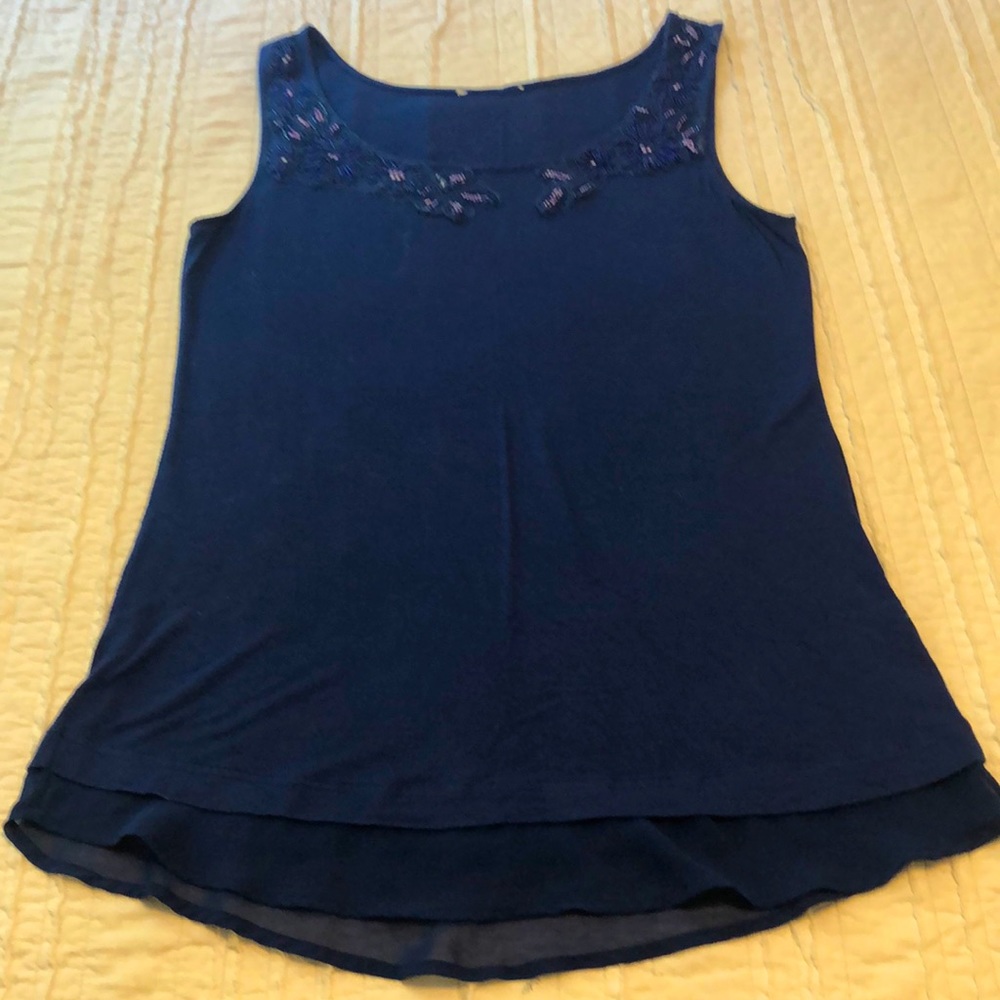 Bead Detailed Drop Waist Sleeveless Shirt/Tank Top